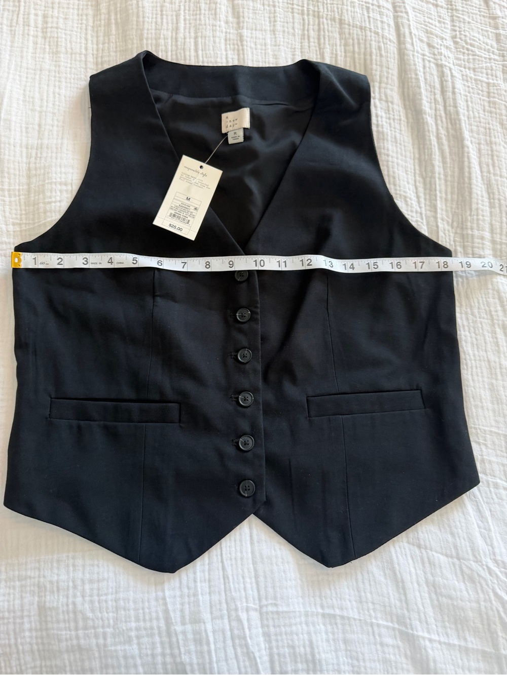 Women’s a new day Black Classic Button Tailored Vest - Picture 7 of 8
